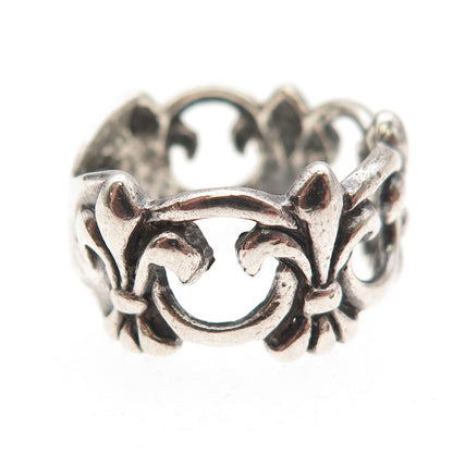 Chateau D’Argent Sterling Silver Vintage Fleur de Lis Oxidized Ring Size 7.75