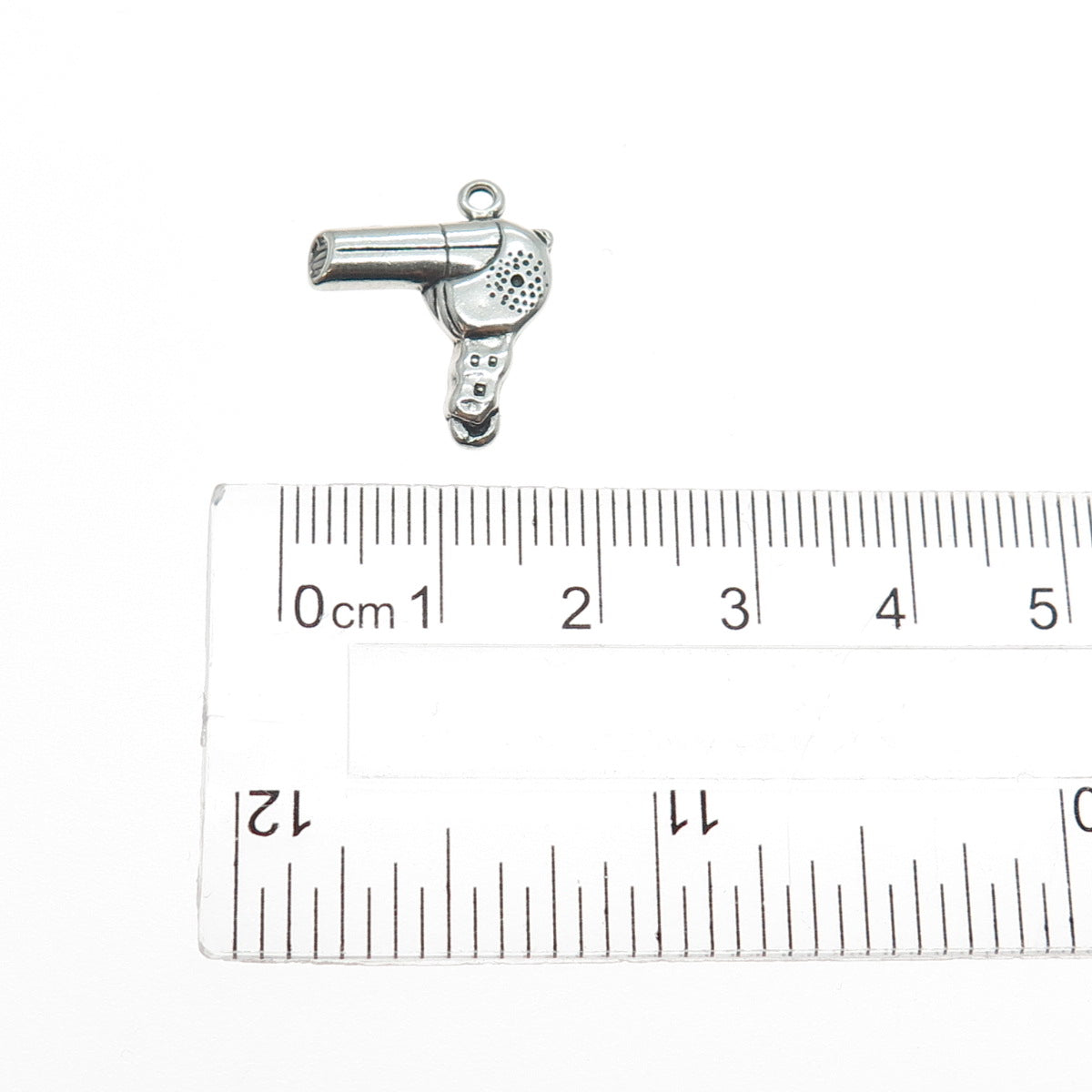 SHUBE 925 Sterling Silver Vintage Hair Dryer Oxidized Minimalist Charm Pendant