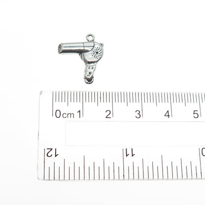 SHUBE 925 Sterling Silver Vintage Hair Dryer Oxidized Minimalist Charm Pendant