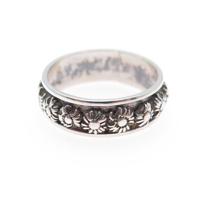 925 Sterling Silver Vintage Cannetille Oxidized Band Ring Size 6.25