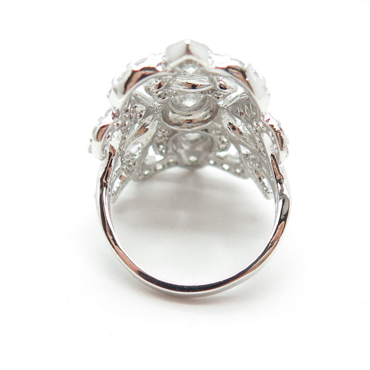 CFJ Collins Fine Jewelry Sterling Silver Multi-Cut C Z Bohemian Ring Size 7.5