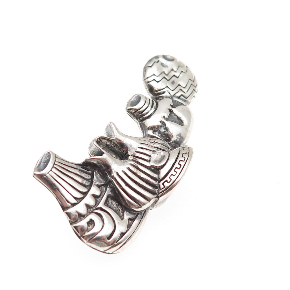 Lonn Parker Navajo Old Pawn Sterling Silver Vintage Native Pottery Pin Brooch