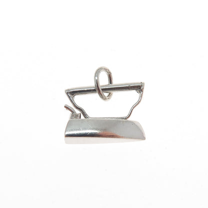 925 Sterling Silver Antique Retro Iron Oxidized Minimalist 3D Charm Pendant