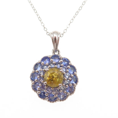 Chuck Clemency 925 Sterling Silver Real Tanzanite & Citrine Chain Necklace 20"