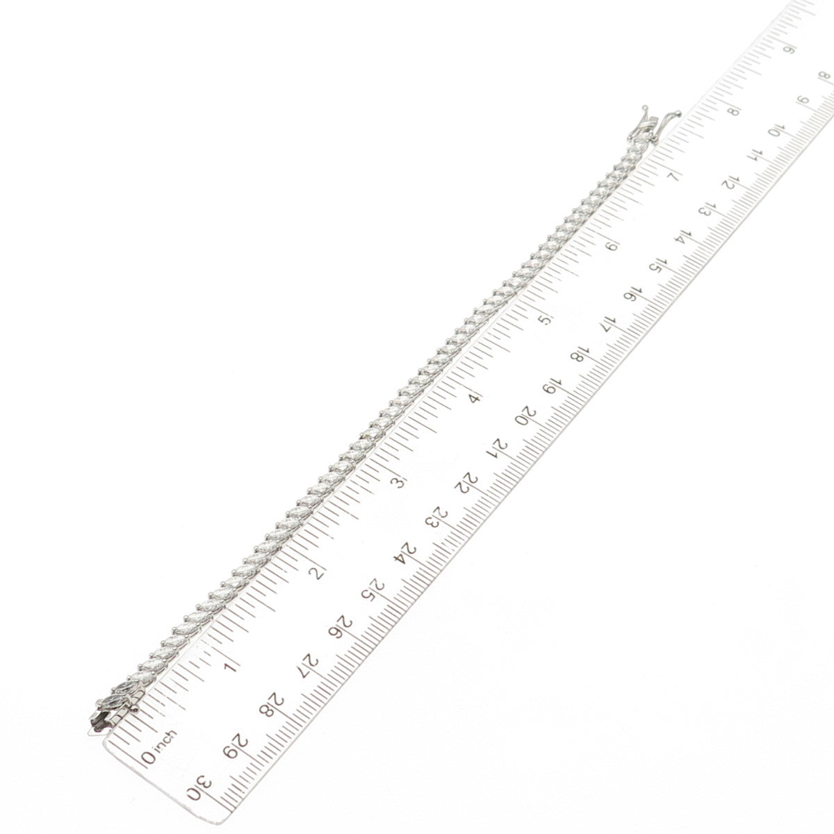 925 Sterling Silver Marquise-Cut C Z Link Bracelet 7.25"