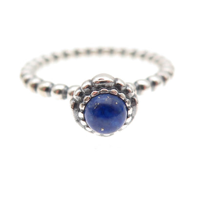 Pandora 925 Sterling Silver Real Lapis September Birthstone Ring Size 7.5