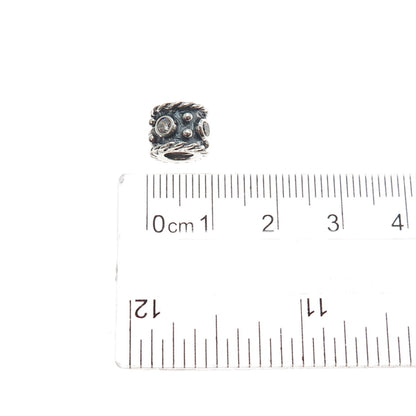 PANDORA 925 Sterling Silver Round-Cut C Z Oxy Crown Slide Bead Charm