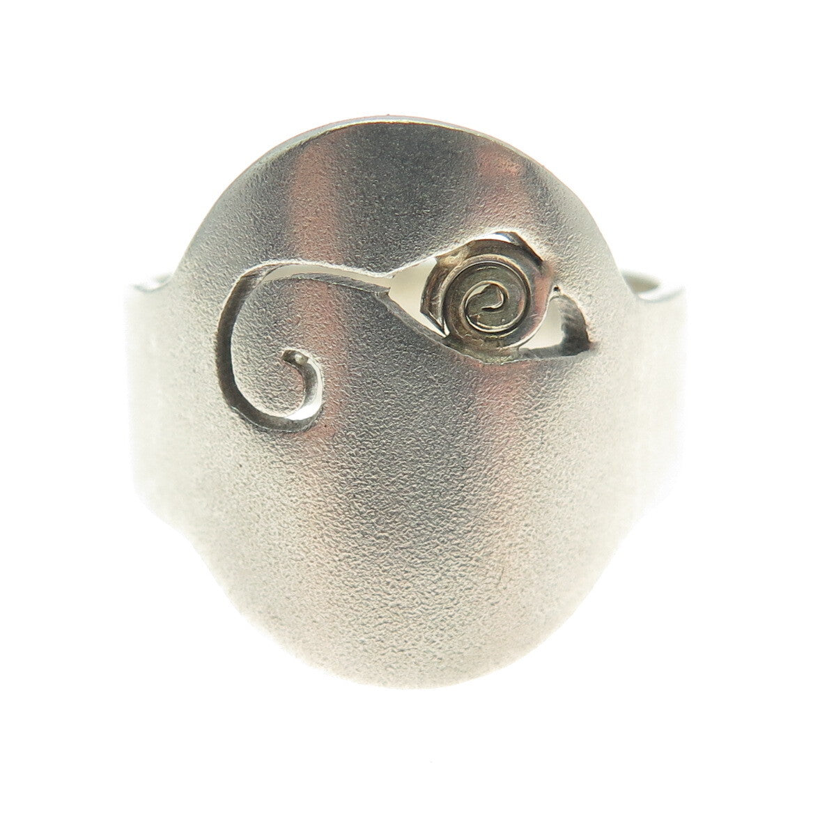 925 Sterling Silver Vintage Modernist Rose Flower Spiral Ring Size 7