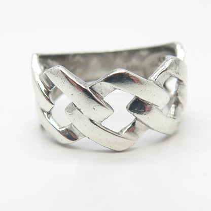 925 Sterling Silver Vintage Han Cuban Chain Ring Size 6.75