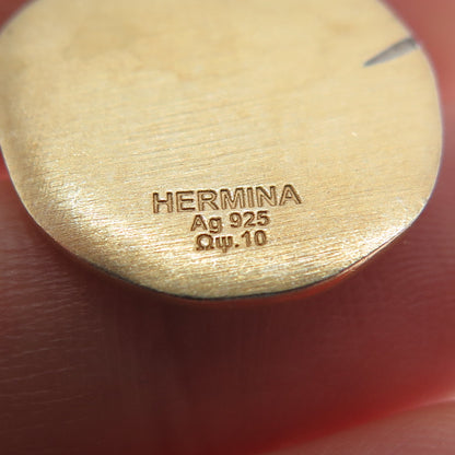 Hermina Athens 925 Sterling Silver Gold Plated C Z Hermis Charm Pendant