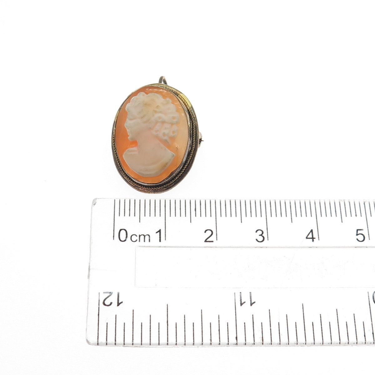 925 Sterling Silver Gold Plated Vintage Italy Real MOP Cameo Pin Brooch Pendant