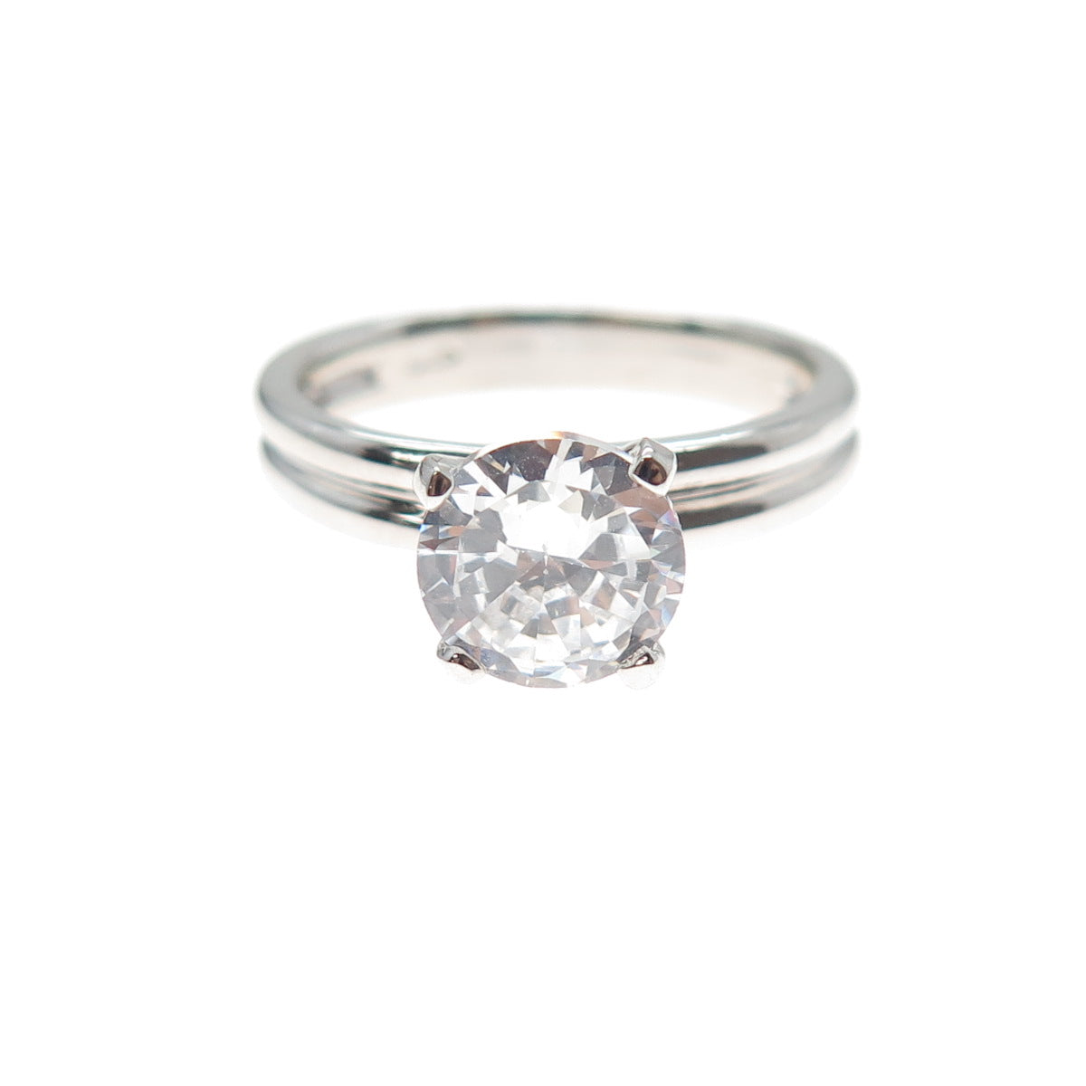 925 Sterling Silver Round-Cut C Z Engagement Ring Size 8.25