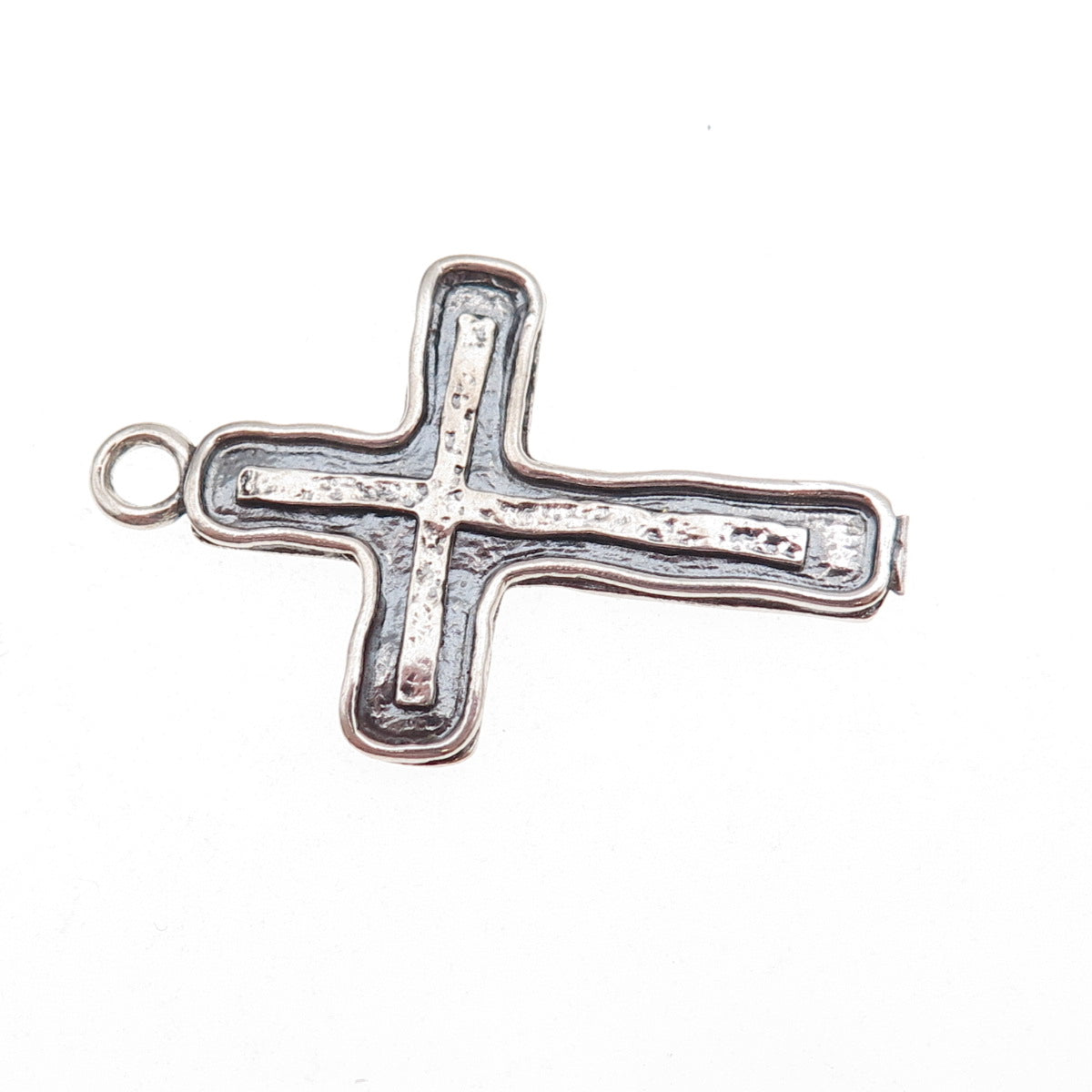 Or Paz PZ 925 Sterling Silver Vintage Israel Cross Oxidized Charm Pendant