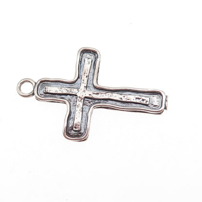 Or Paz PZ 925 Sterling Silver Vintage Israel Cross Oxidized Charm Pendant