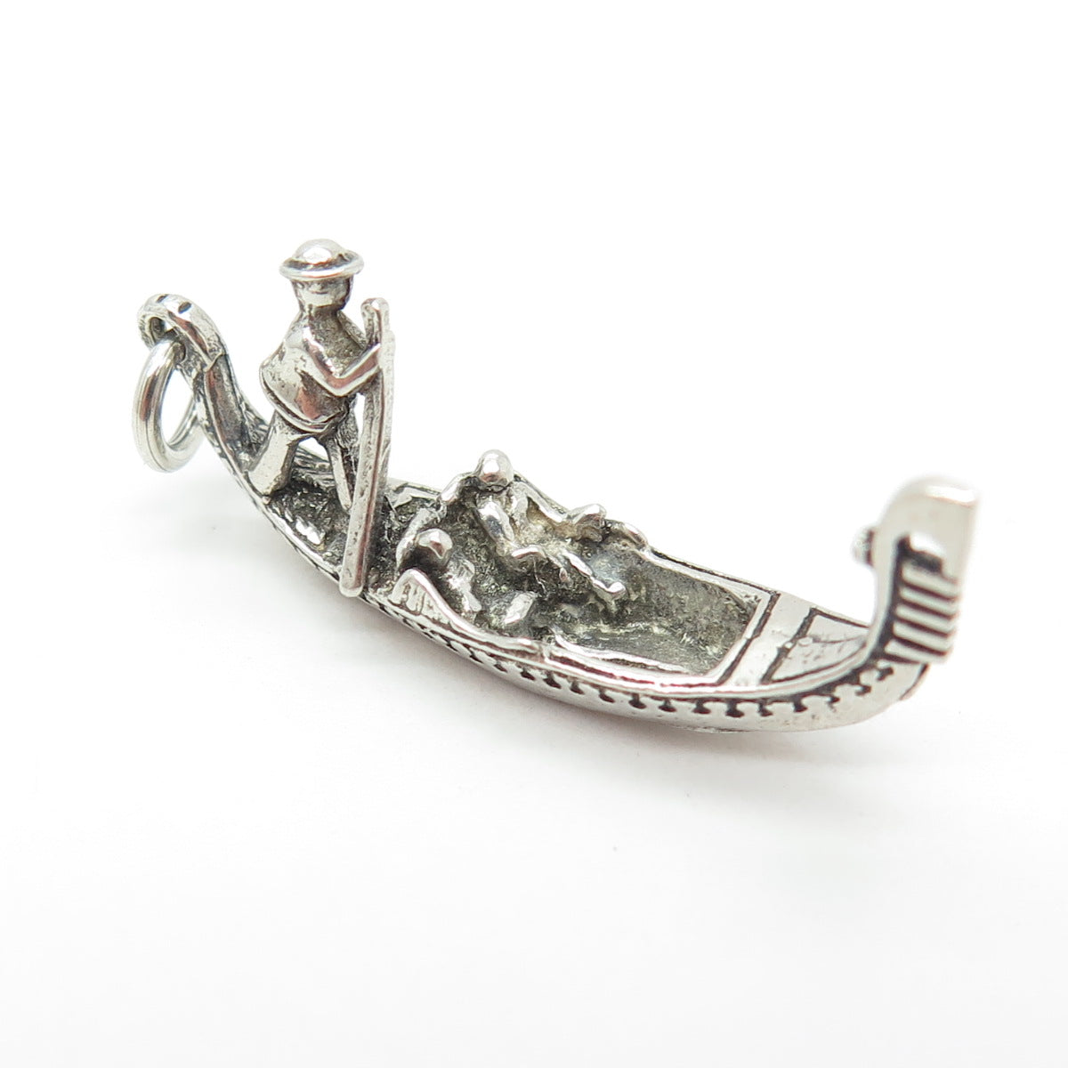 800 Silver Vintage Venetian Gondola 3D Pendant