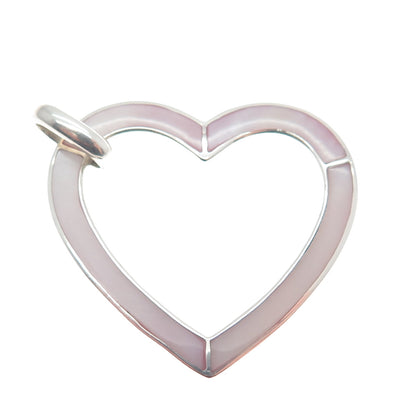 CFJ Collins Fine Jewelry 925 Sterling Silver Vintage Real MOP Heart Pendant