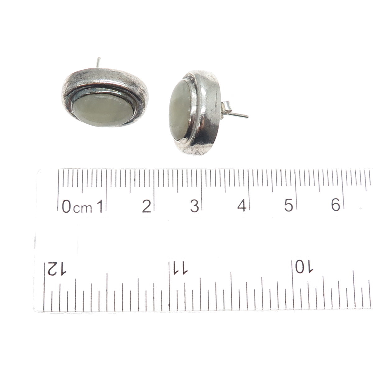 925 Sterling Silver Vintage Real Mother-of-Pearl Oxidized Earrings