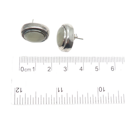925 Sterling Silver Vintage Real Mother-of-Pearl Oxidized Earrings