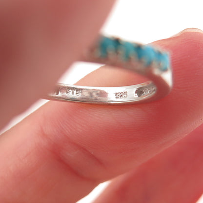 Chuck Clemency 925 Sterling Real Sleeping Beauty Turquoise Floral Ring Size 6.25