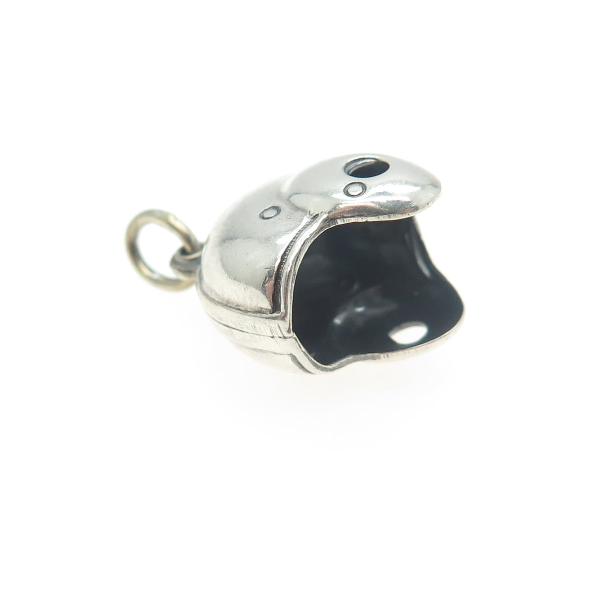 925 Sterling Silver Vintage Helmet 3D Charm Pendant