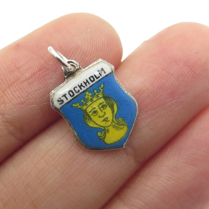 935 Silver Vintage Enamel Stockholm Minimalist Charm Pendant