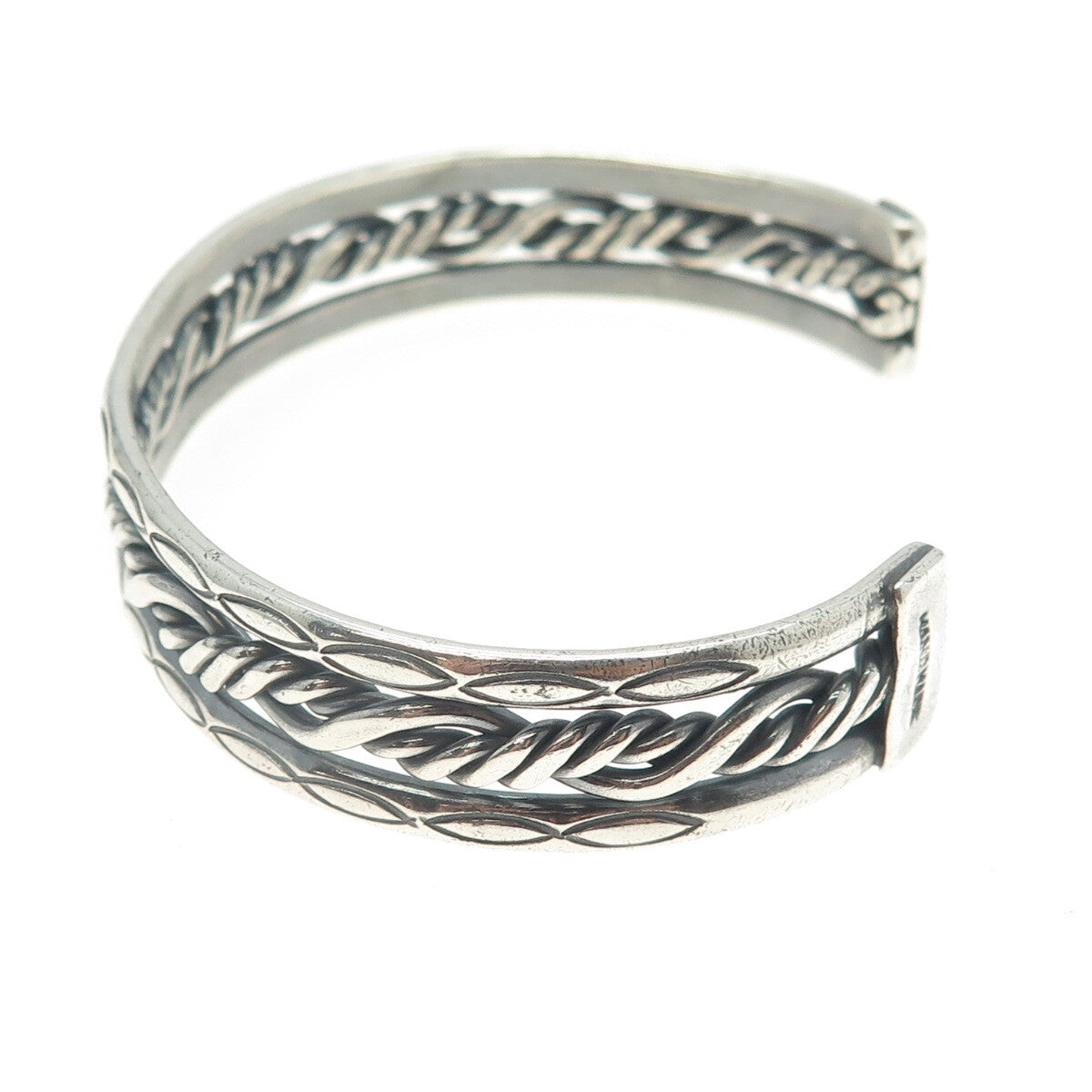 Old Pawn 925 Sterling Silver Southwestern Twisted Rope Adjustable Bracelet 7"