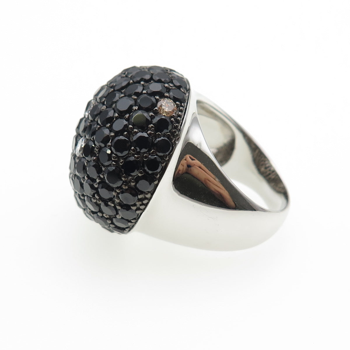 925 Sterling Silver Round-Cut Black & White C Z Dome Ring Size 9.25