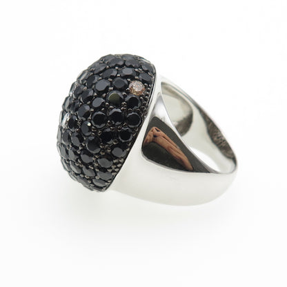 925 Sterling Silver Round-Cut Black & White C Z Dome Ring Size 9.25