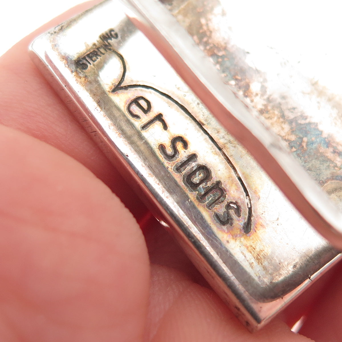 Jack Woolsey Versions 925 Sterling Silver Vintage Fossil Jasper Onyx Belt Buckle