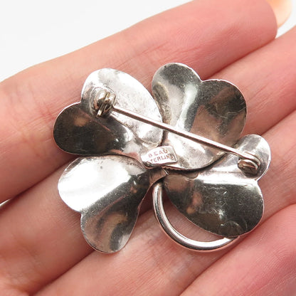 925 Sterling Silver Vintage BEAU Textured Leaf Floral Pin Brooch