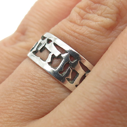 925 Sterling Silver Vintage "Ani Ledodi" The Power of Love Band Ring Size 7.5