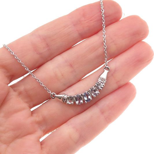 Chuck Clemency 925 Sterling Silver Real Tanzanite Cable Chain Necklace 18"