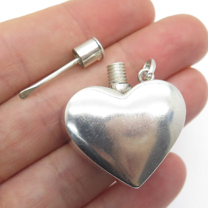 925 Sterling Silver Vintage Heart Perfume Bottle Chatelaine Pendant