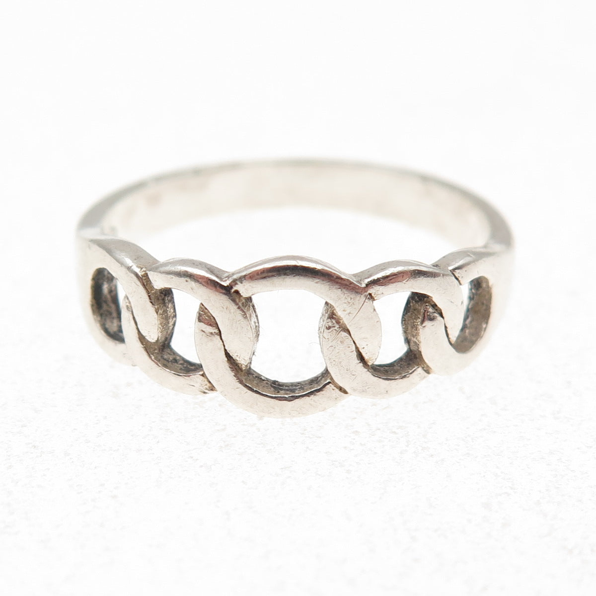 BOMA 925 Sterling Silver Vintage Interlocked Circle Link Ring Size 8