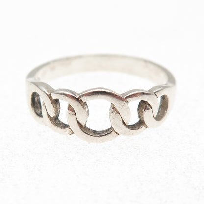 BOMA 925 Sterling Silver Vintage Interlocked Circle Link Ring Size 8