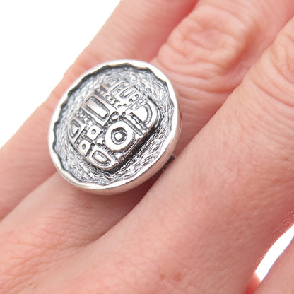 Silpada 925 Sterling Silver Vintage Aztec Disc Oxidized Ring Size 6