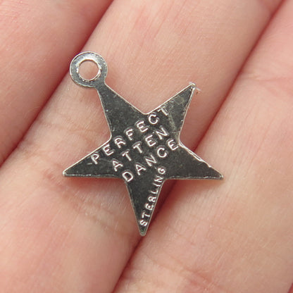 925 Sterling Silver Vintage Beta Sigma Phi Perfect Attendance Star Charm Pendant