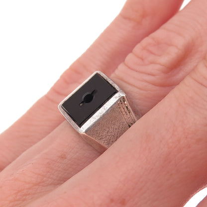 Vargas Sterling Silver Antique Art Deco Black Onyx Ring Size 6 (missing stone)
