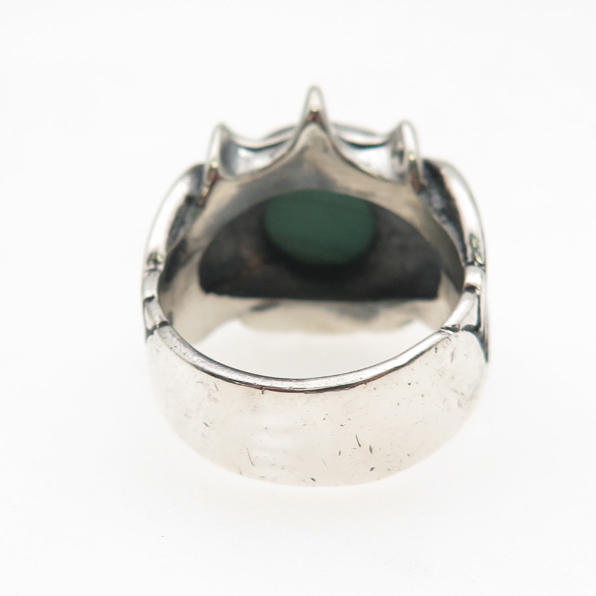 Carolyn Pollack Sterling Silver Vintage Real Malachite Modernist Ring Size 6.5
