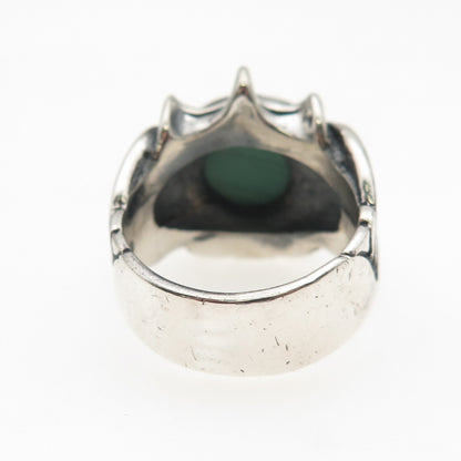 Carolyn Pollack Sterling Silver Vintage Real Malachite Modernist Ring Size 6.5