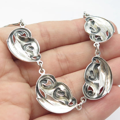 925 Sterling Silver Vintage Danecraft Leaf Ornate Necklace 14"