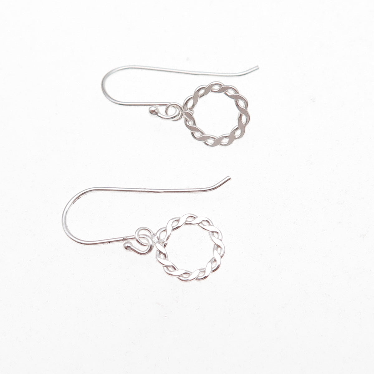 925 Sterling Silver Twisted Circle Dangle Earrings