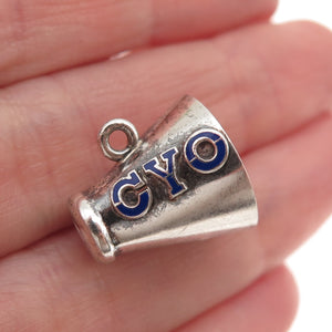 J.M. Fisher Sterling Silver Vintage Enamel CYO Collage Megaphone Mini Pendant