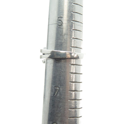 925 Sterling Silver Real Round-Cut Blue Topaz & C Z Modernist Ring Size 6