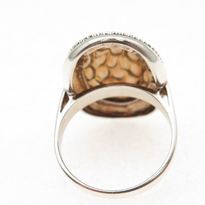 925 Sterling Silver Vintage Modernist Hammered Oxidized Ring Size 8