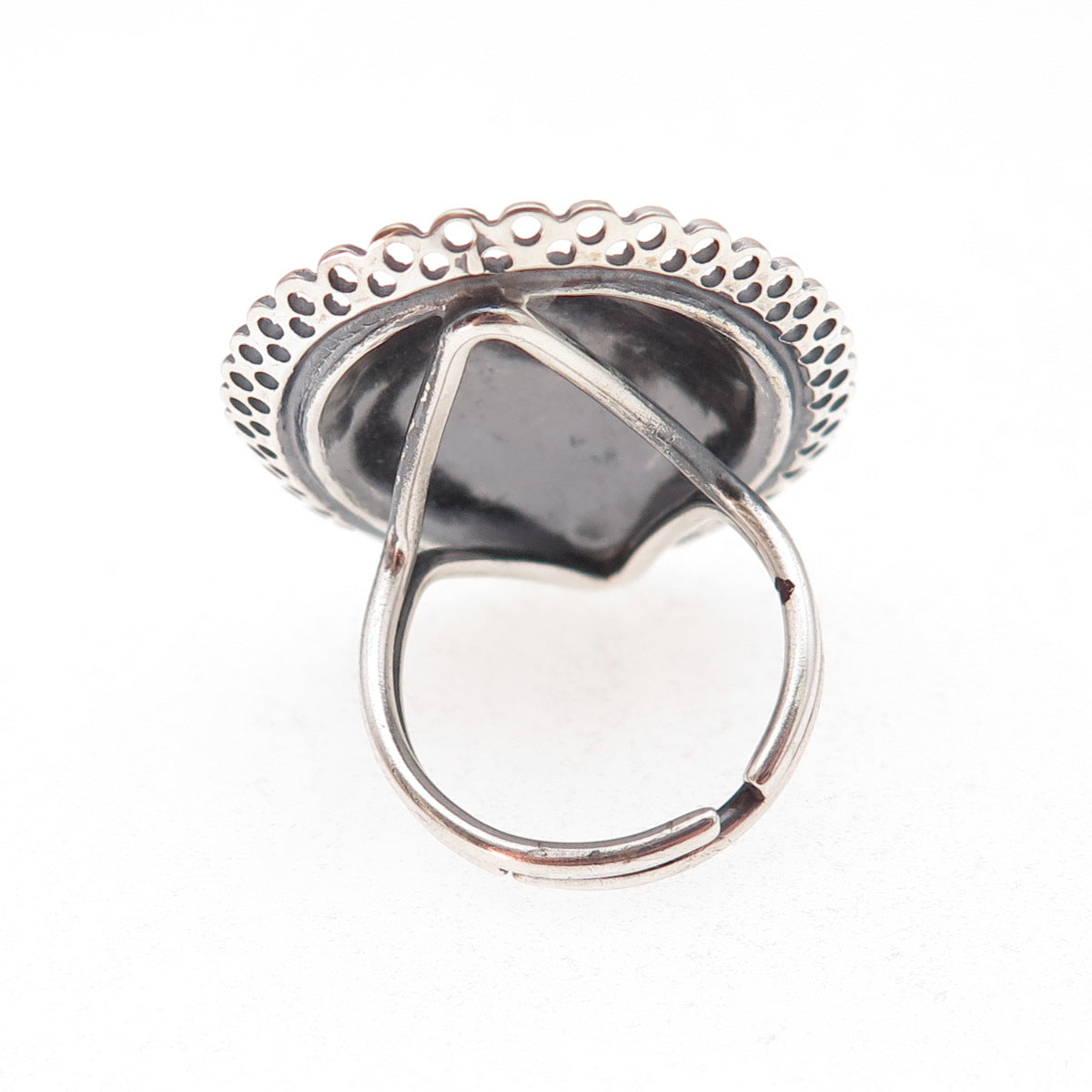 Beau Sterling Silver Antique Art Deco Filigree Oxidized Adjustable Ring Size 6
