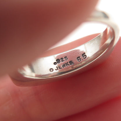 Lisa Jenks 925 Sterling Silver Vintage Modernist Bar Oxidized Ring Size 6