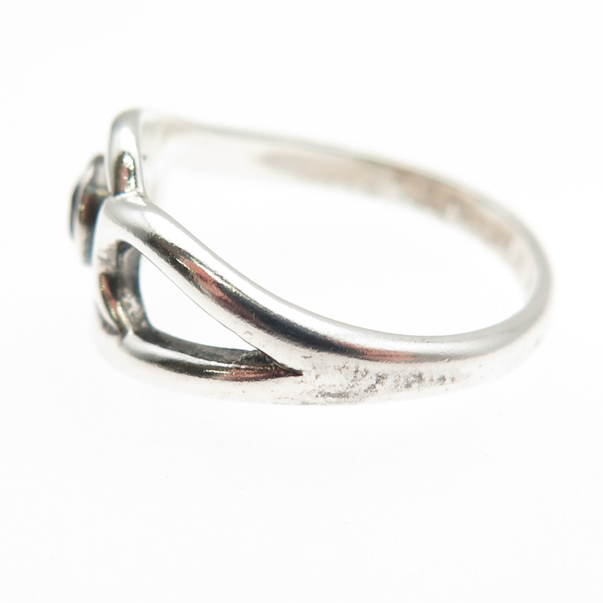 925 Sterling Silver Vintage Real Amethyst Modernist Swirl Ring Size 6.75