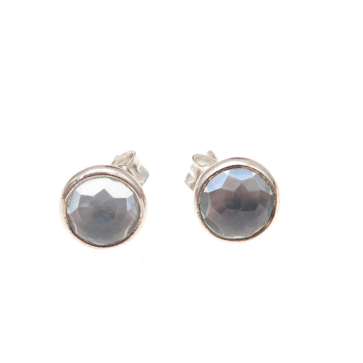 Pandora 925 Sterling Silver Blue Crystal March Birthstone Stud Earrings
