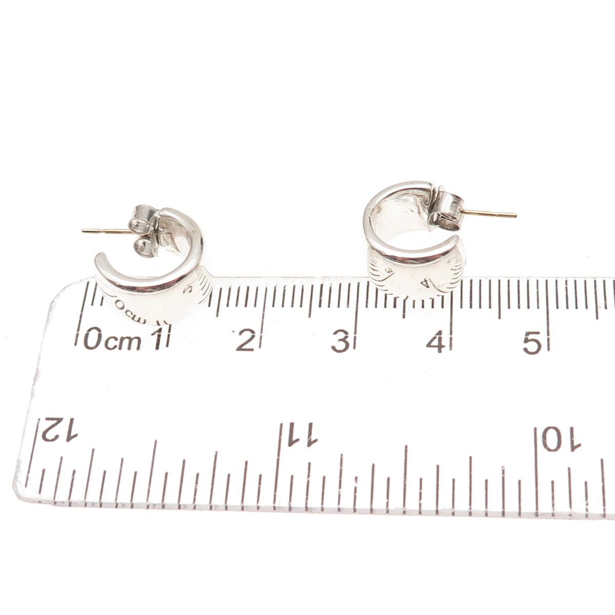 925 Sterling Silver 14K Gold Posts Vintage Hoop Earrings